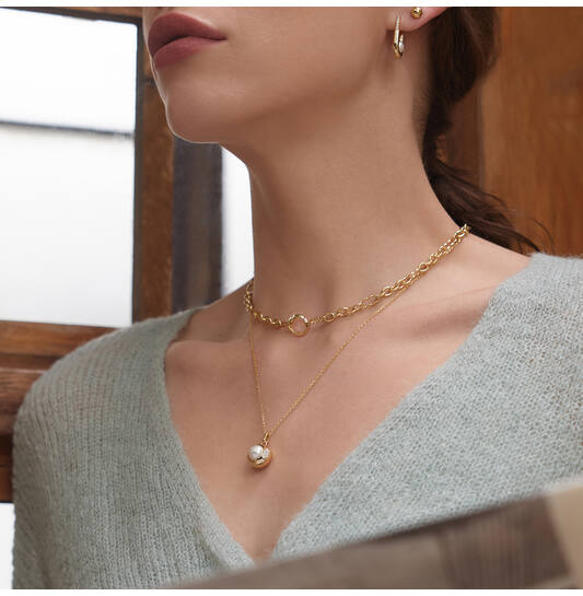  Modern Muse - Ketten mit Anhänger - Silber / 14kt GP - Perle - 46-50 cm